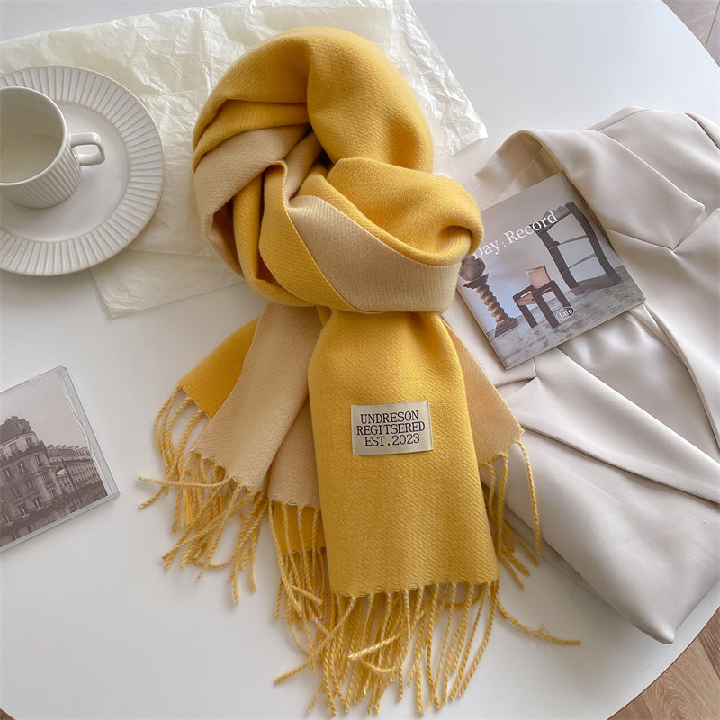 Luvik | Pashmina kaksipuolinen tupsullinen paksu naisten huivi