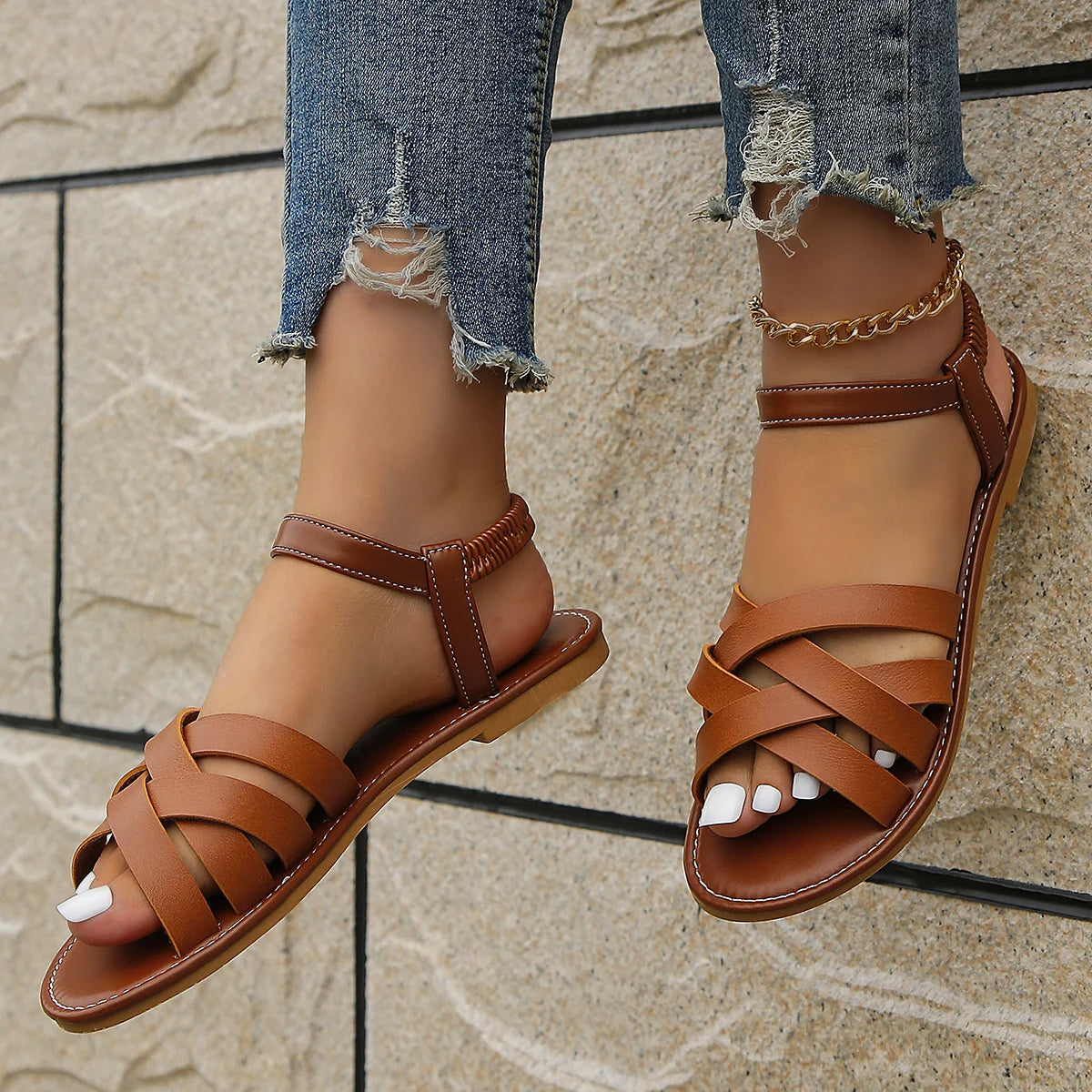Luvik | Litte Roman tyyli Sandalet Nahka Slip on
