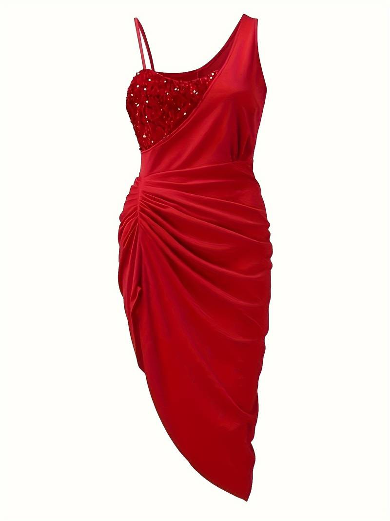 Luvik | Illdress Ilman hihoja Paljetti yläosa Epäsymmetrinen pääntie Korkea halkio Draped hame
