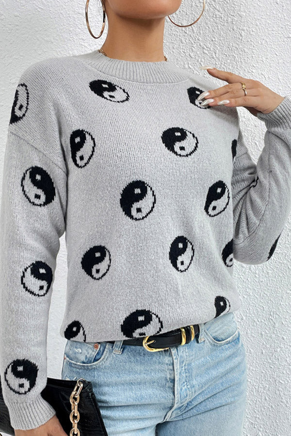 Luvik | Skull Jacquard Pyöreäkauluspusero Neulepusero