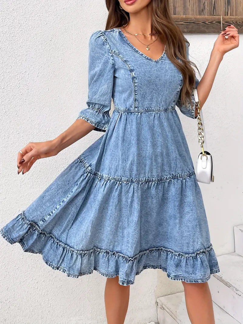 Luvik | Denim Mekko Korkealaatuisessa Laadussa