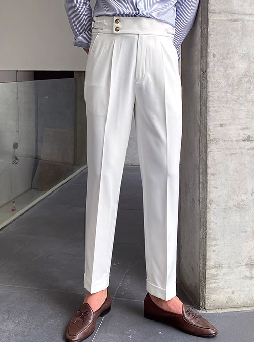 Luvik | pleated pants with belt straps