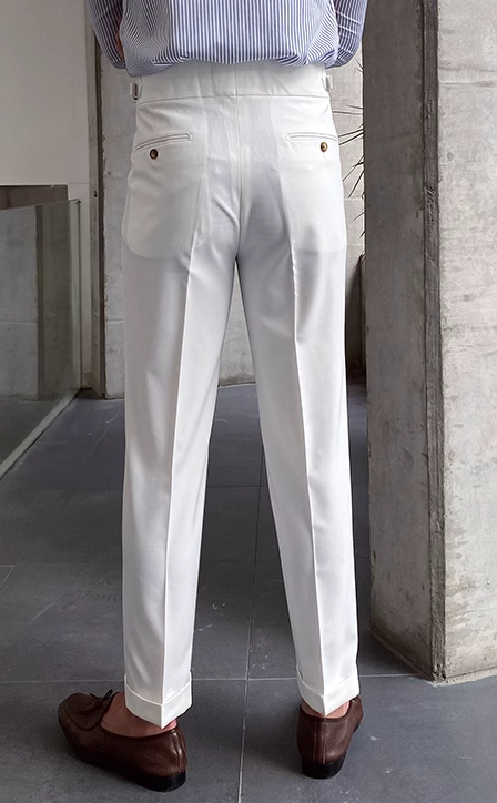 Luvik | pleated pants with belt straps