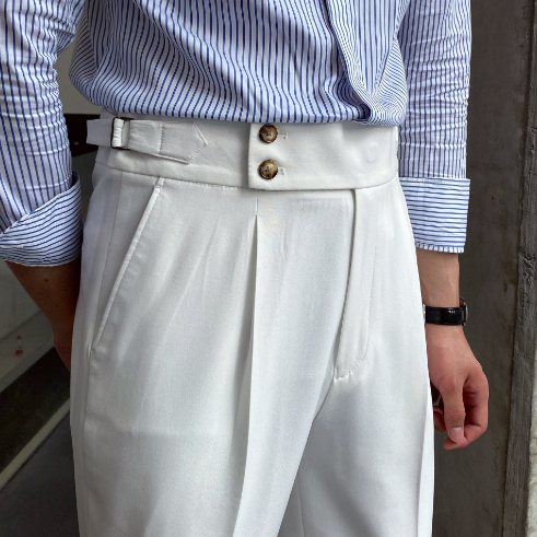 Luvik | pleated pants with belt straps