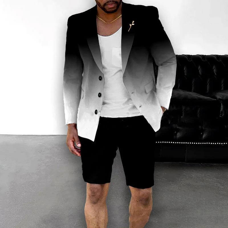 Luvik | Gradient Blazer & Shorts Set Sopiva istuvuus Yksirivinen blazer Käänteinen kaulus Kolme nappisuljenta Sopivat shortsit