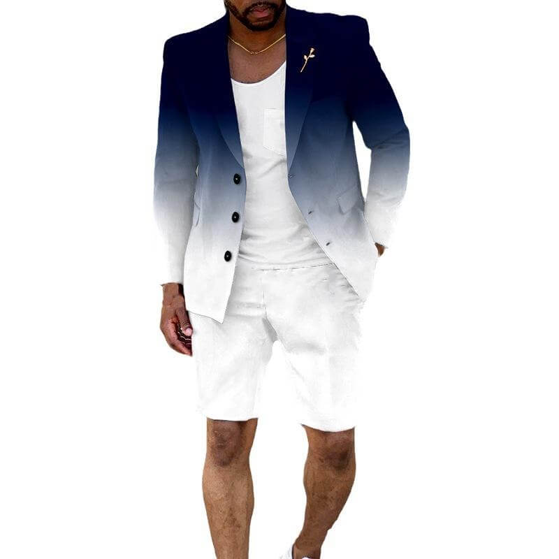 Luvik | Gradient Blazer & Shorts Set Sopiva istuvuus Yksirivinen blazer Käänteinen kaulus Kolme nappisuljenta Sopivat shortsit