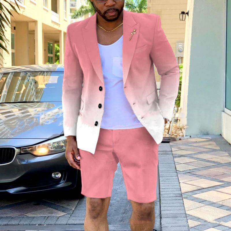 Luvik | Gradient Blazer & Shorts Set Sopiva istuvuus Yksirivinen blazer Käänteinen kaulus Kolme nappisuljenta Sopivat shortsit
