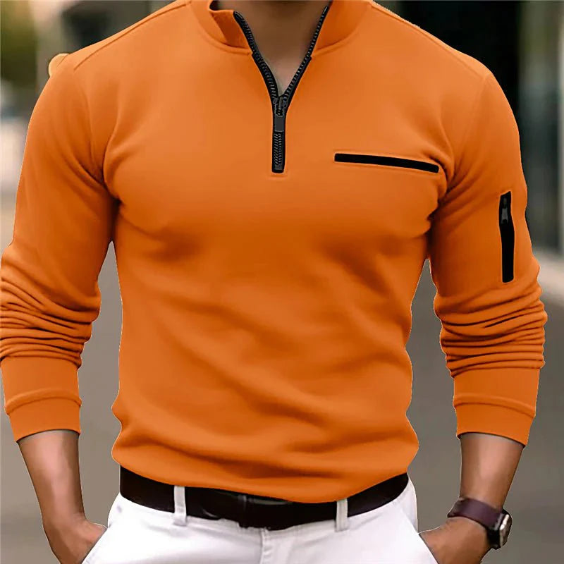 Luvik | Herrenpullover Mit Halbem Reißverschluss Und Langen Ärmeln